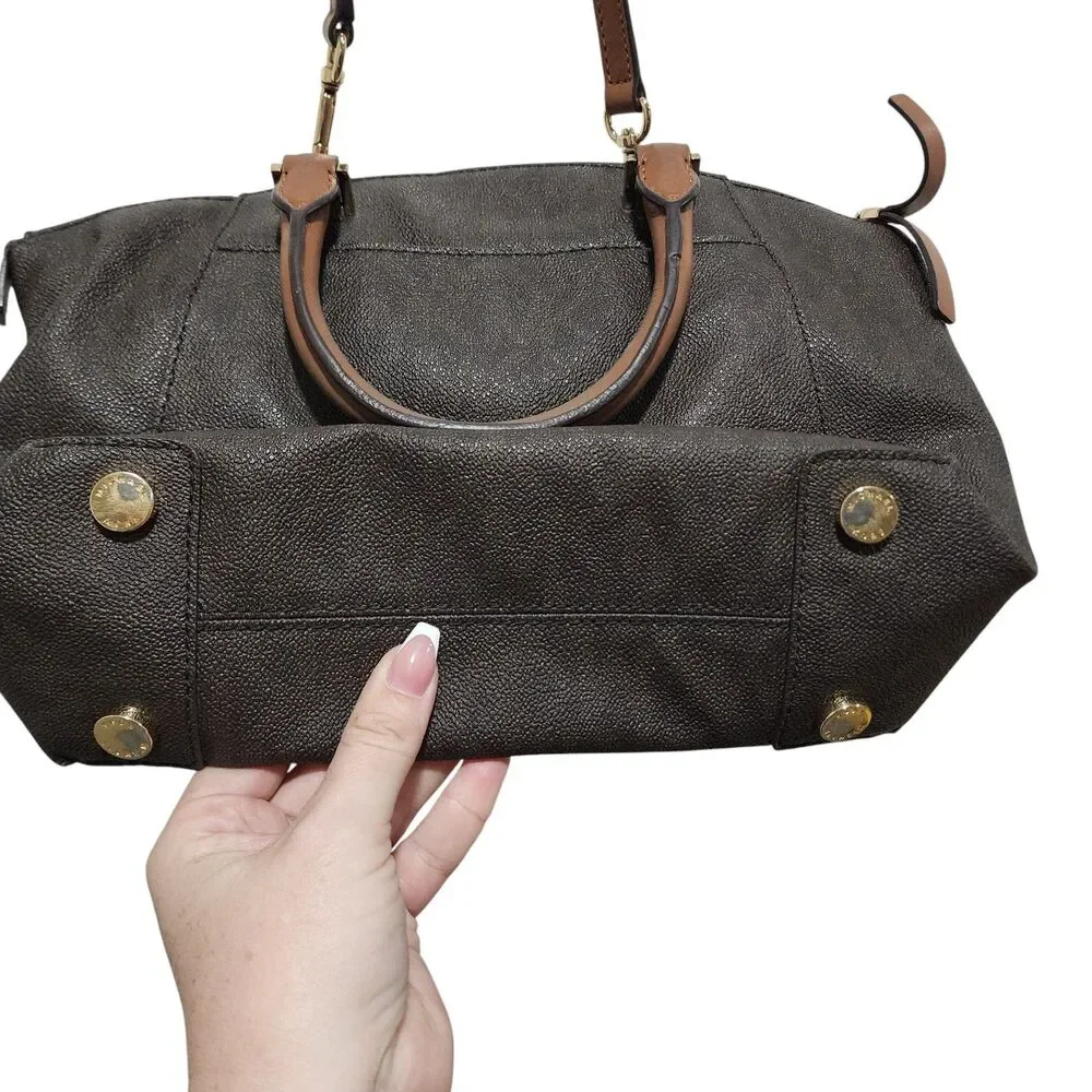 Michael Kors‎ Leather Satchel Purse Brown Gold Hardware Zip Top Crossbody